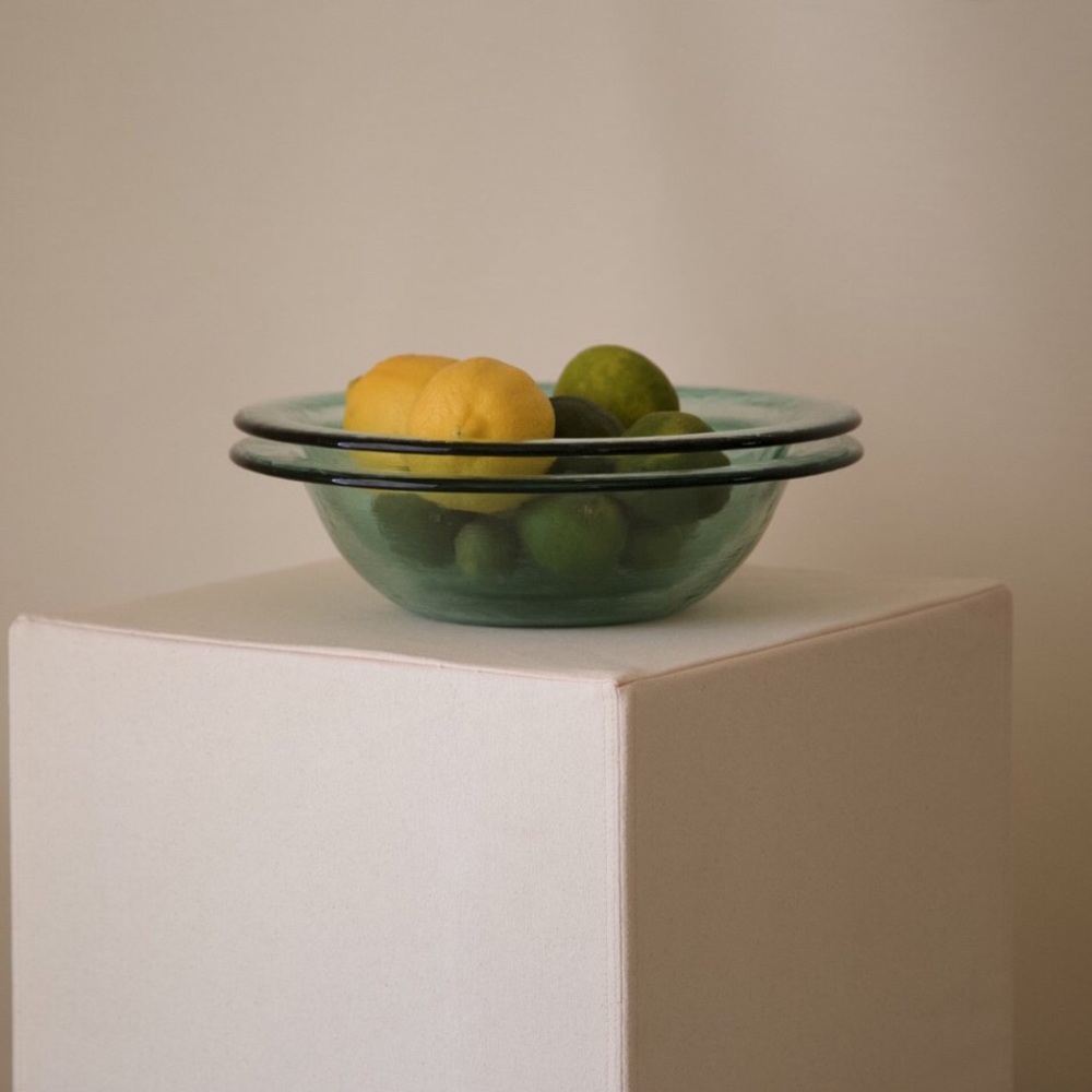VTG Mexican Green Bubble Glass Bowl